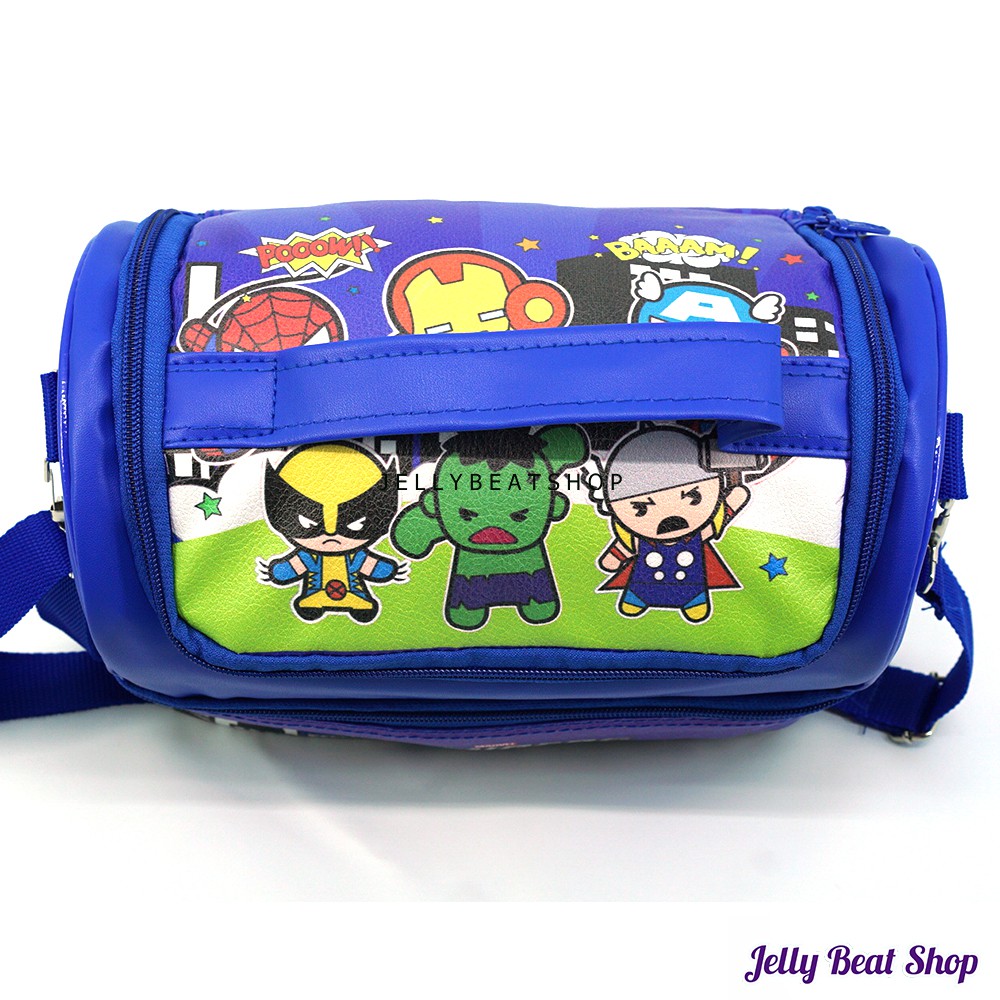 Tas Susun JUMBO Avengers Biru Model Smiggle / Bag Lunch Box Aluminium Foil Premium