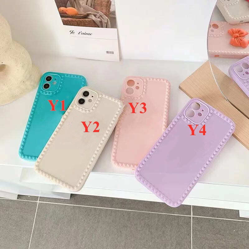 Love Heart Macaron Candy Case iPhone 11 12 7 8 XR XS MAX 8plus 7plus SE 2020 11 12 Pro Max Camera Lens Protector Case Soft Cover