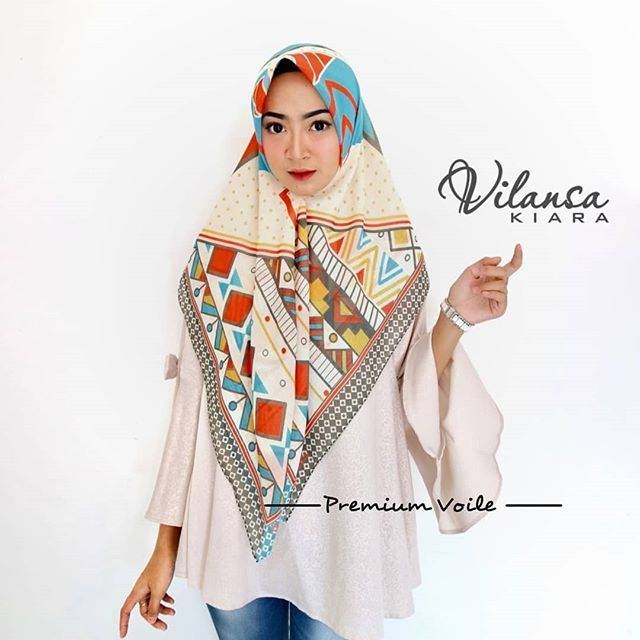 Kiara Voal Printed Scarf By Vilansa / kerudung segiempat
