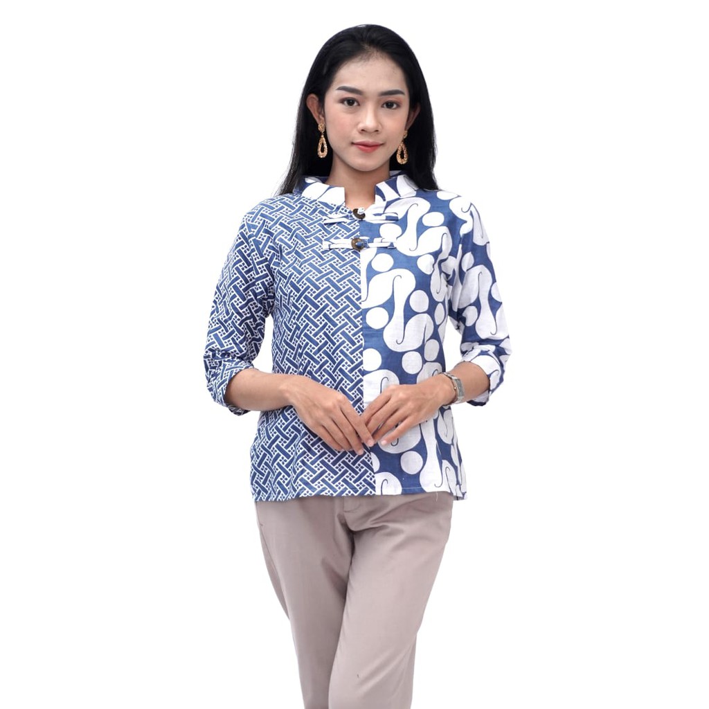 Blouse Batik Wanita Modern - Kerah Shanghai - S-M-L-XL-XXL-3L-4L-5L