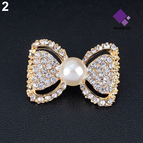 Bros Pin Bentuk Ikatan Simpul Aksen Mutiara Berlian Imitasi Untuk Wanita