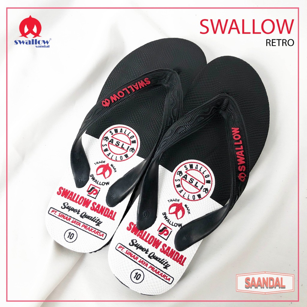 Sandal Jepit Swallow Hitam Retro Pria Wanita tidak licin(BISA SATUAN)