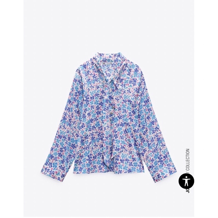 zara silk flower blouse S M