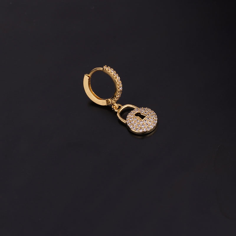 1 Pcs Individuality Creative Inlaid with Zircon Snake Keychain Shaped Design Women Gold Earring