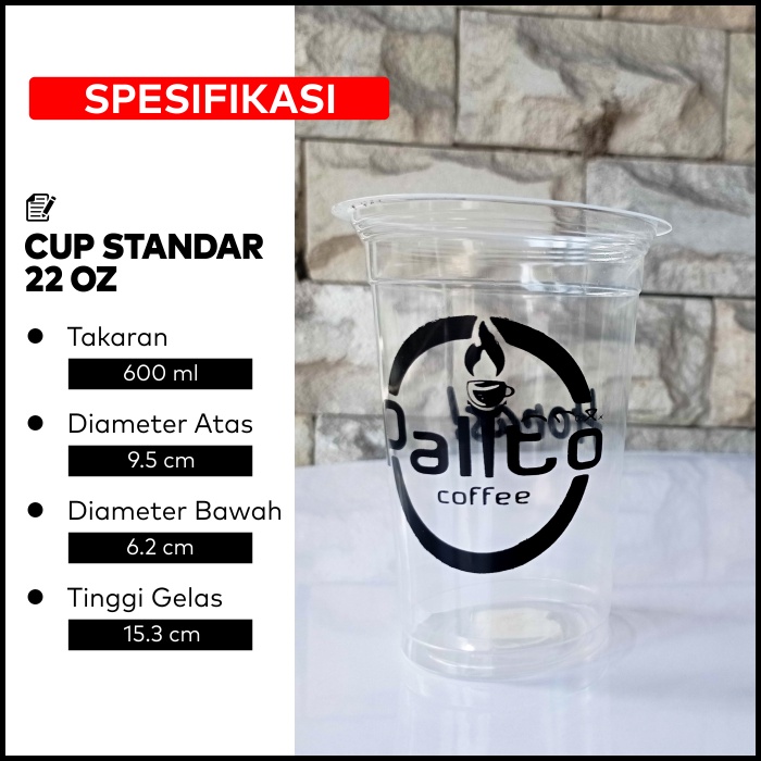 

DIKEMAS CUP PLASTIK SABLON UKURAN 22 OZ STANDAR - MIN ORDER 300 PCS