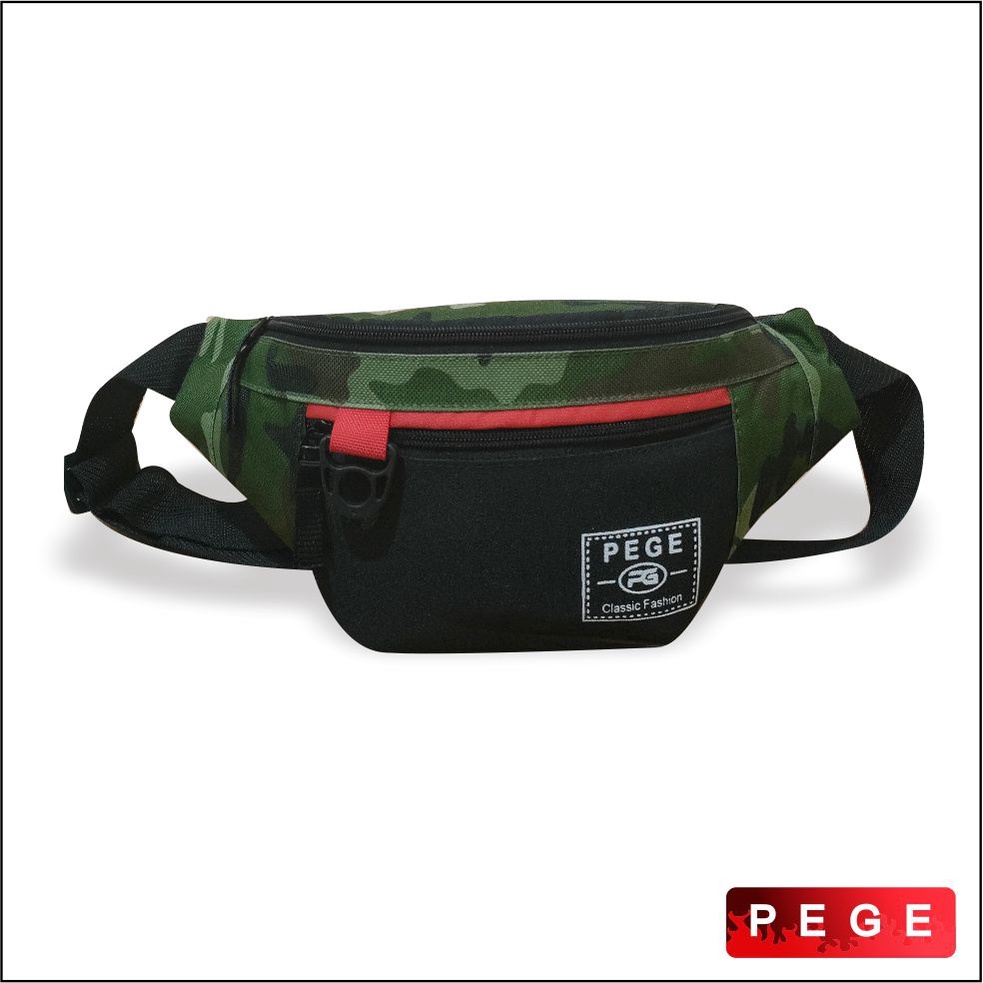 Tas Selempang Waistbag Pria Slempang Bahu Tas Pinggang Motif Kombinasi Army PEGE - 8908