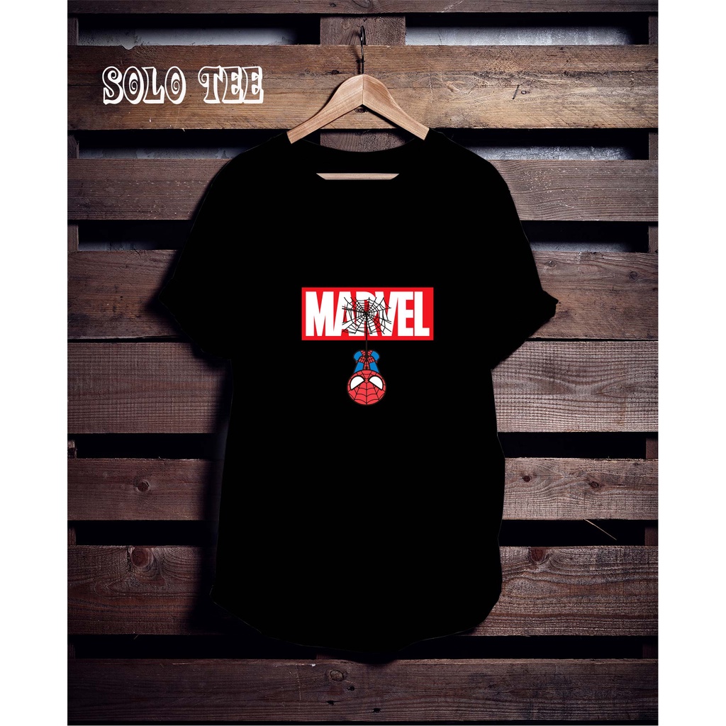 MARVEL SPIDERMAN BLACK TSHIRT-KAOS SUPERHERO SPIDERMAN -KAOS SABLON SPIDERMAN-KAOS KEREN