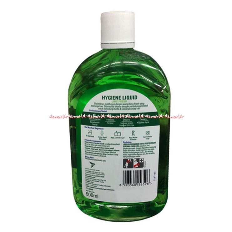 Dettol Hygiene Liquid Lime Fresh 500ml Perlindungan Dari Kuman Detol Hijau Anti Bakteri Disinfektan Multi Fungsi