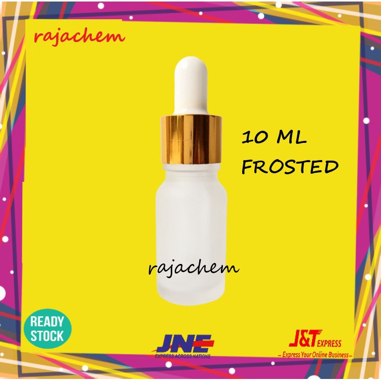 Botol Pipet Kaca Frosted 10 ML Ring Gold Putih