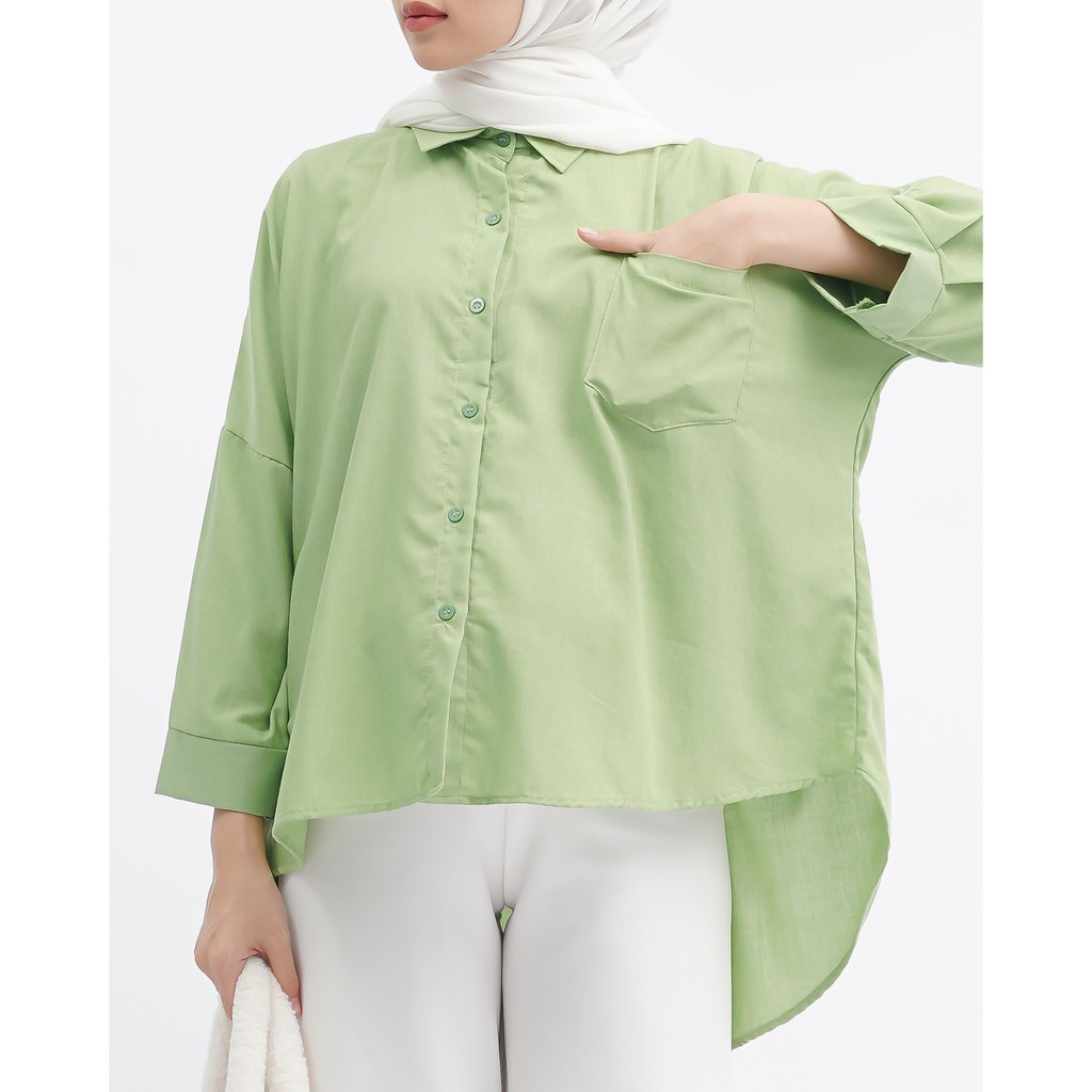 KEMEJA POLOS RAISA KATUN PREMIUM SHIRT BTS B089-Matcha