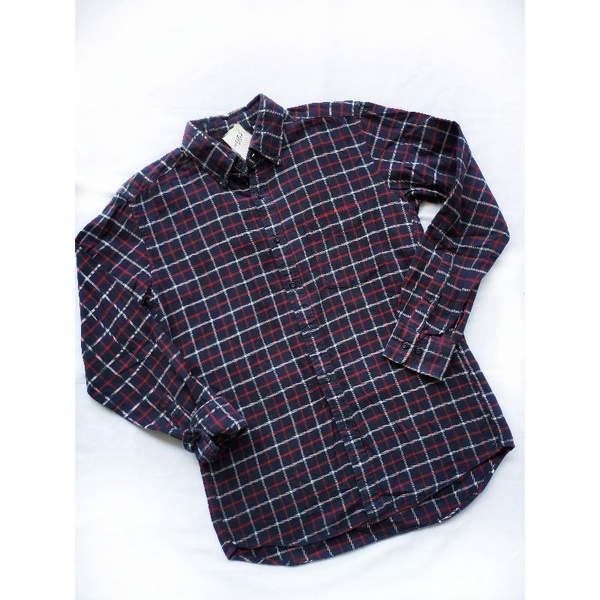 kemeja flanel / kemeja motif kotak / kemeja kotak biru dongker