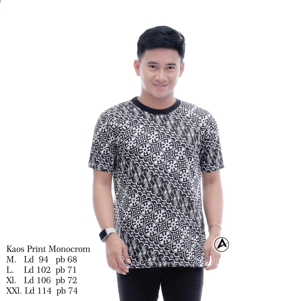 KAOS KATUN BATIK MONOKROM TERMURAH