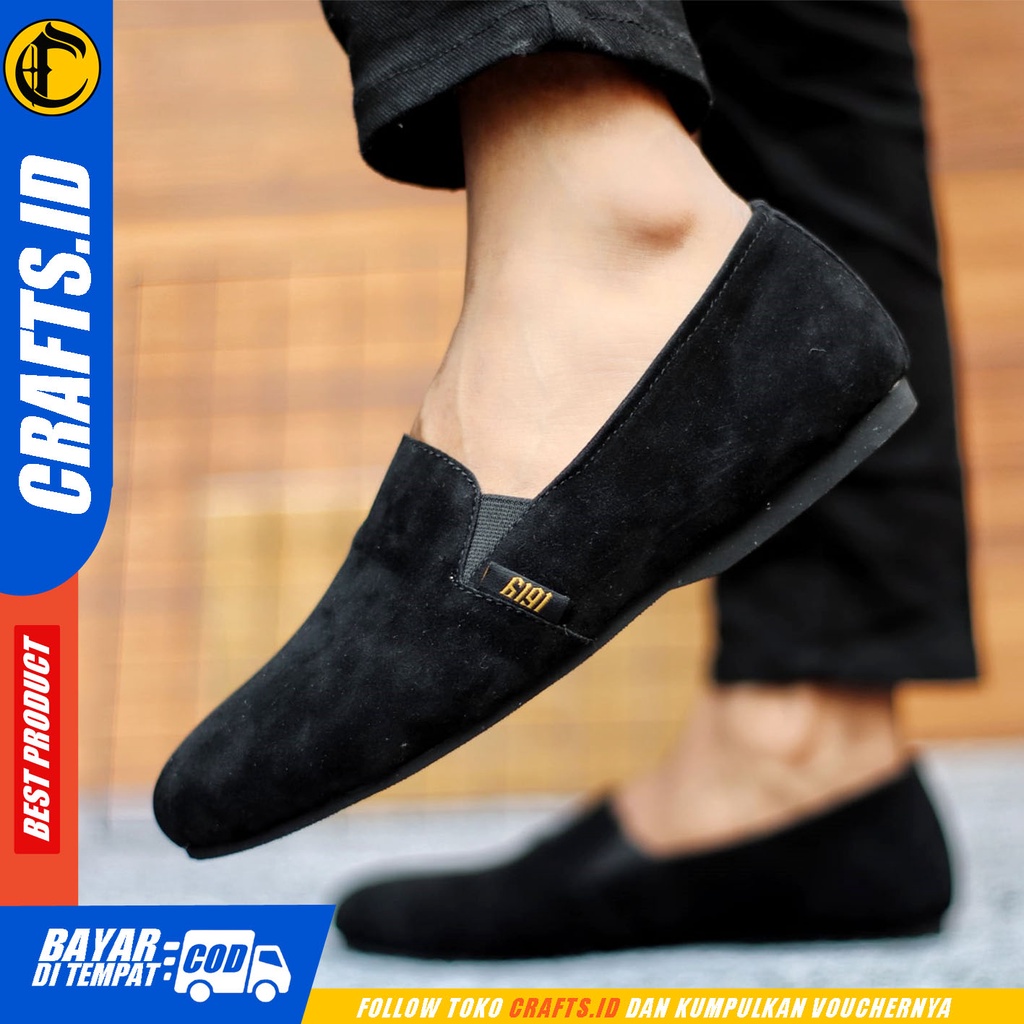 CRAFTS X CHORD Sepatu Slip On Pria Sepatu Casual Pria Sepatu Kulit Asli Pria Sepatu Kasual Semi Formal Kuliah Kondangan Gaya Santai Keren Kekinian Terbaru Murah Terlaris