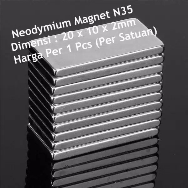 Magnet Neodymium Kotak 20x10x2mm Kuat Ndfeb N35 Eceran