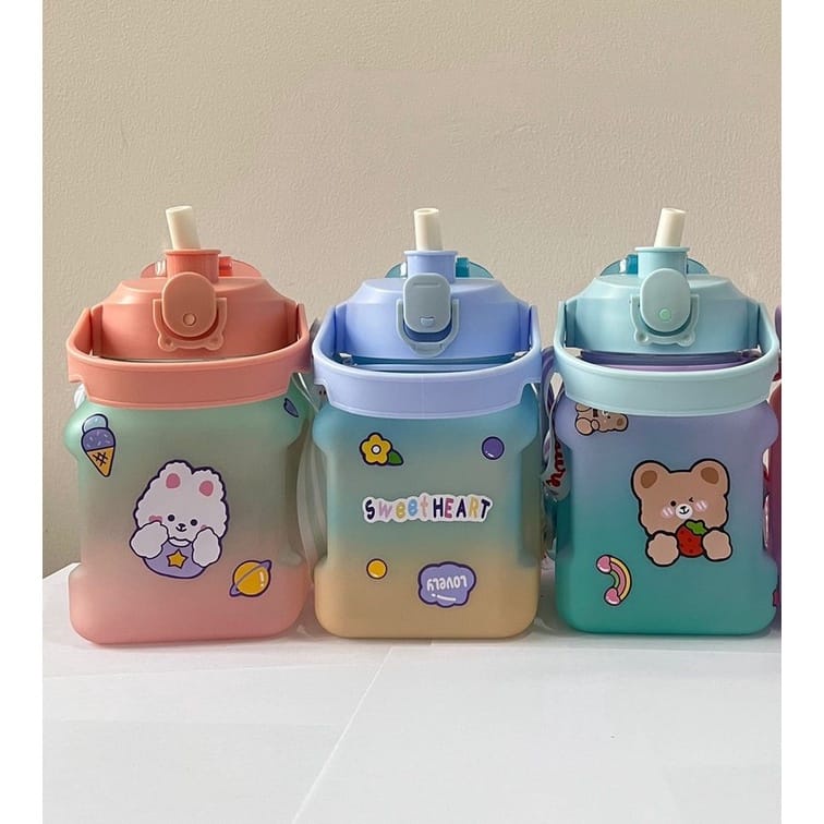 Botol Gemoy Kotak Gradasi Viral 1000 ML Free Stiker Random