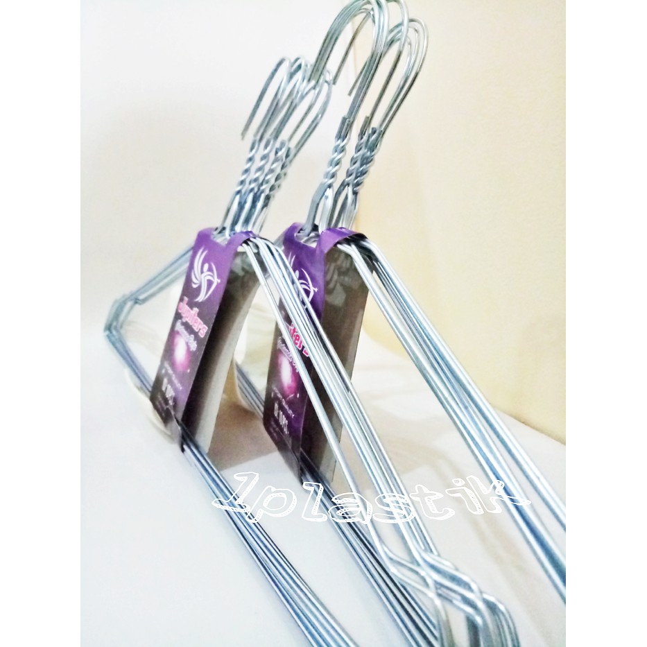 Hanger Kawat Stainless 1 pack isi 10pcs (1kg 30 pcs) / gantungan baju celana underwear topi rak set