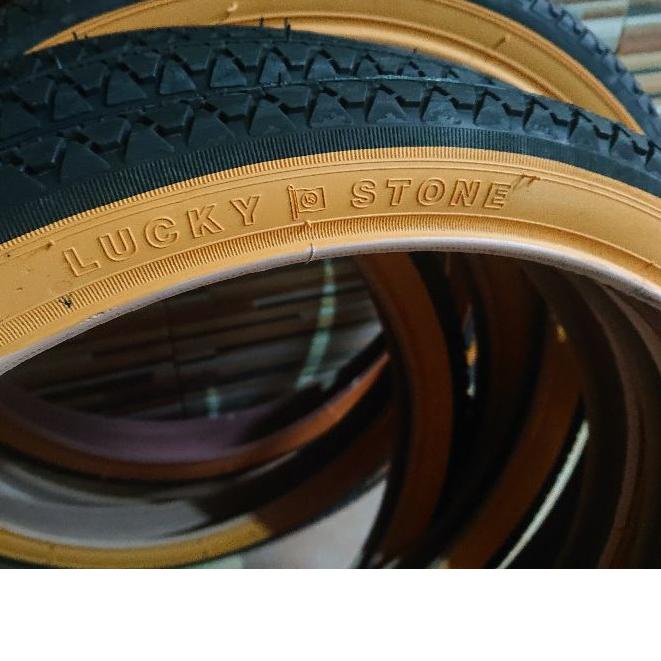 ◊ Ban luar sepeda 20 x 1.75 20 x 175 Lucky stone hitam list kuning ▲