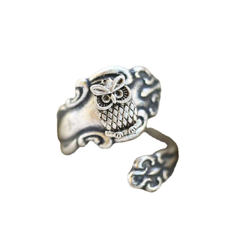 Cincin Motif Burung Hantu Gaya Retro Eropa Dan Amerika