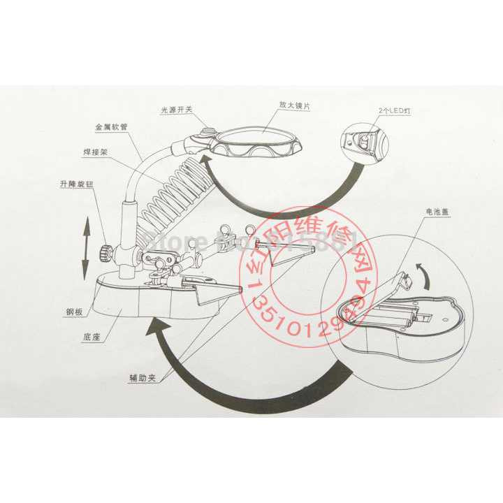 Alat Pegangan Solder Penjepit PCB Helping Hand dan Kaca Pembesar