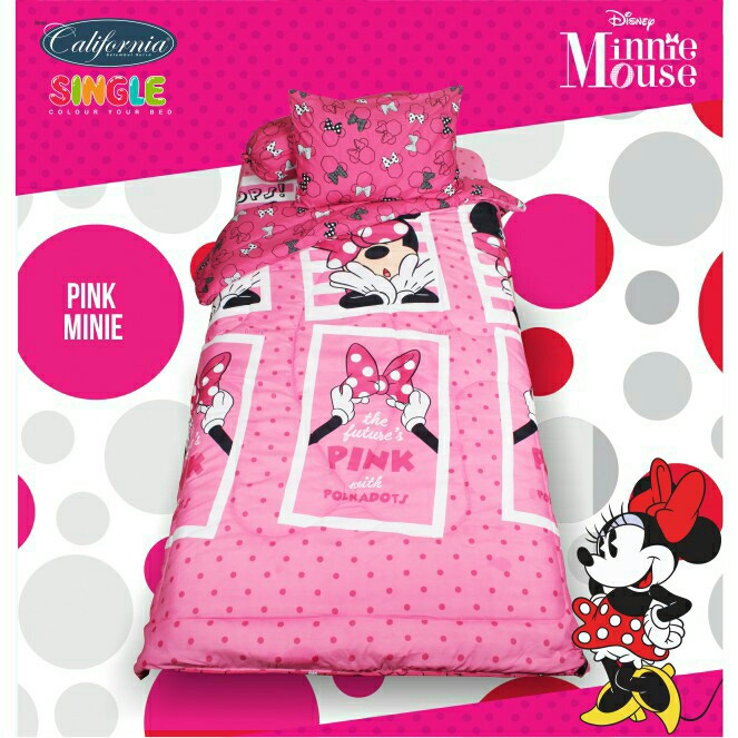 Sprei california minnie mouse pink 120x200
