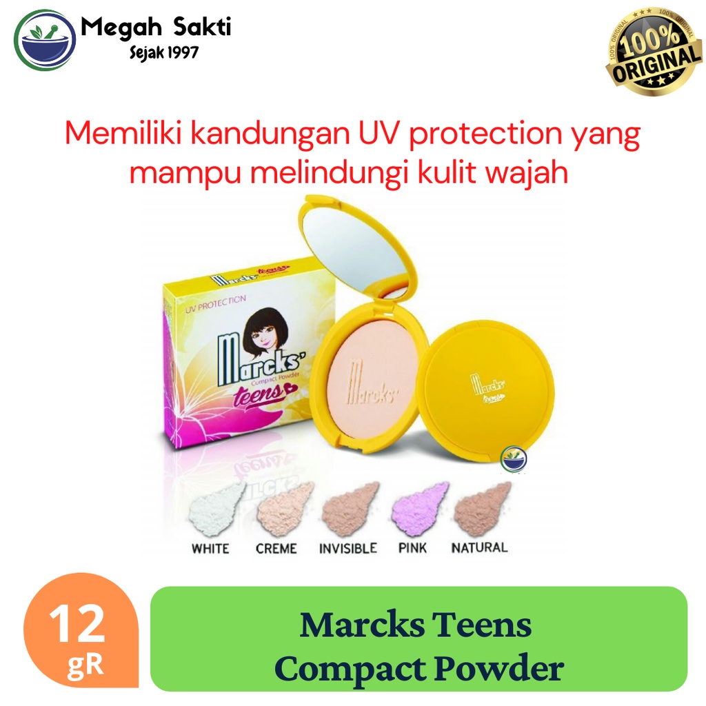Marcks Compact Powder Teens - Bedak Padat Marcks Teens White / Creme / Invisible / Pink dan Natural