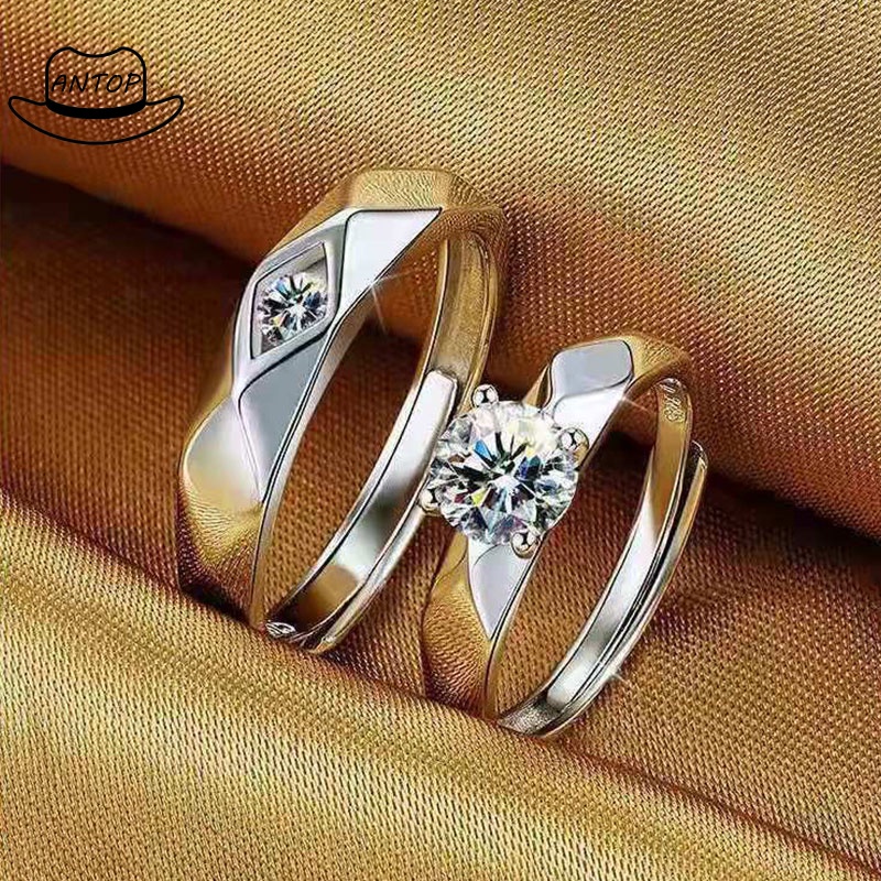 Cincin Sterling Silver 925 Dengan Cubic Zircon Lapis Emas Untuk Wanita ANTOP