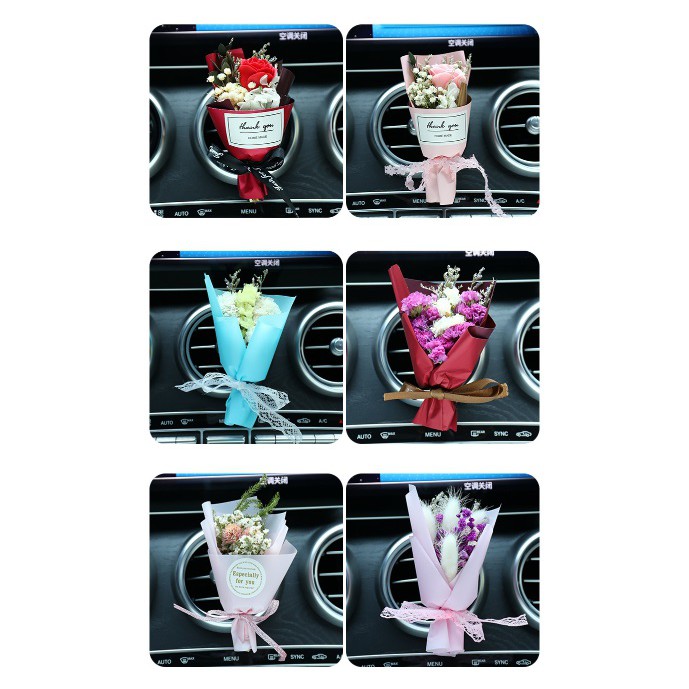 Mini Flower Bouquet Aesthetic Parfum Bunga Jepit AC mobil