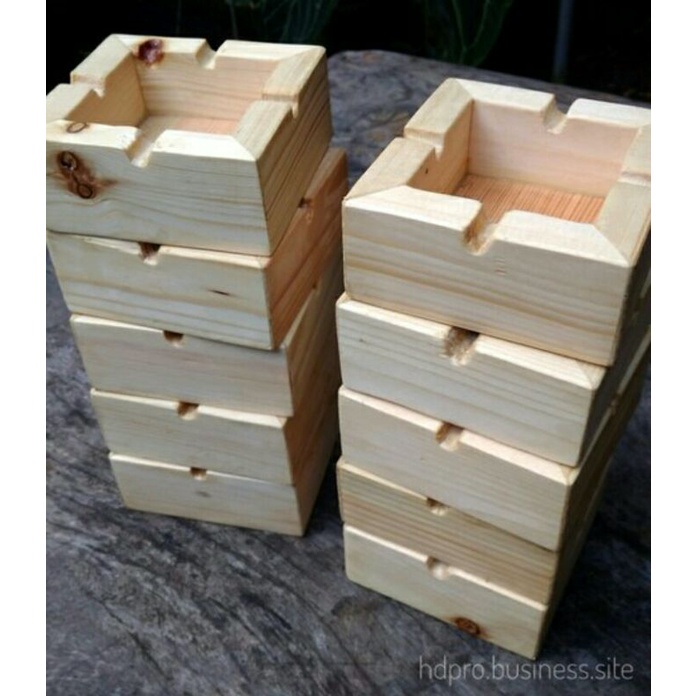 asbak murah bahan kayu jati blanda finishing melamin natural glossy