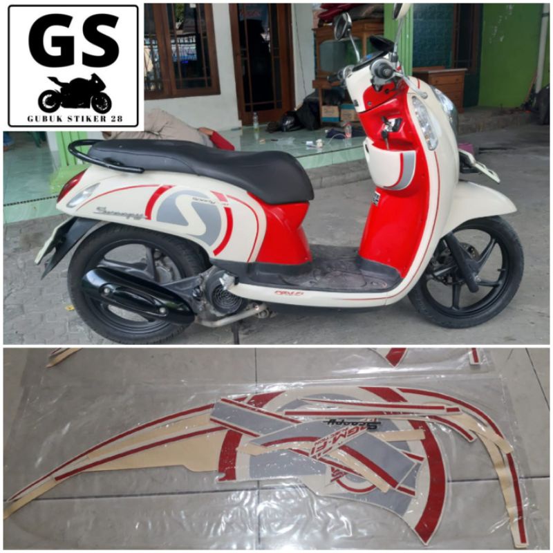 STRIPING STIKER LIS BODY MOTOR HONDA SCOOPY TAHUN 2015 CREAM CREM