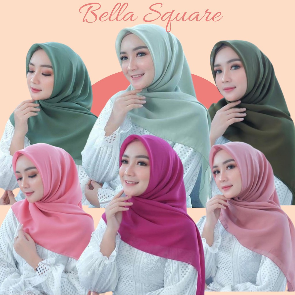 Hijab Segi Empat Polos Bella Square.jilbab muslim bela. kerudung murah.Jilbab Bella kerudung terbaru-1