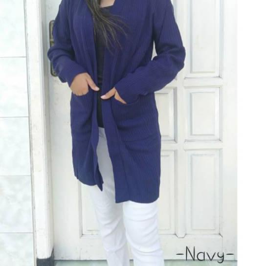 ◄ Long Cardigan Belle Kantong Rajut Oversize Part 1 Outer Wanita Tunik Rajut ➶