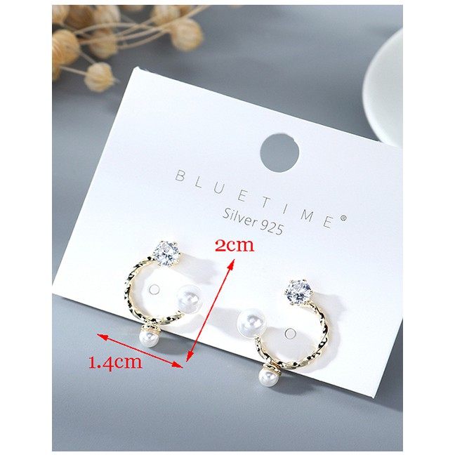 LRC Anting Tusuk Fashion Golden Spiral C-shaped Earrings Y64064