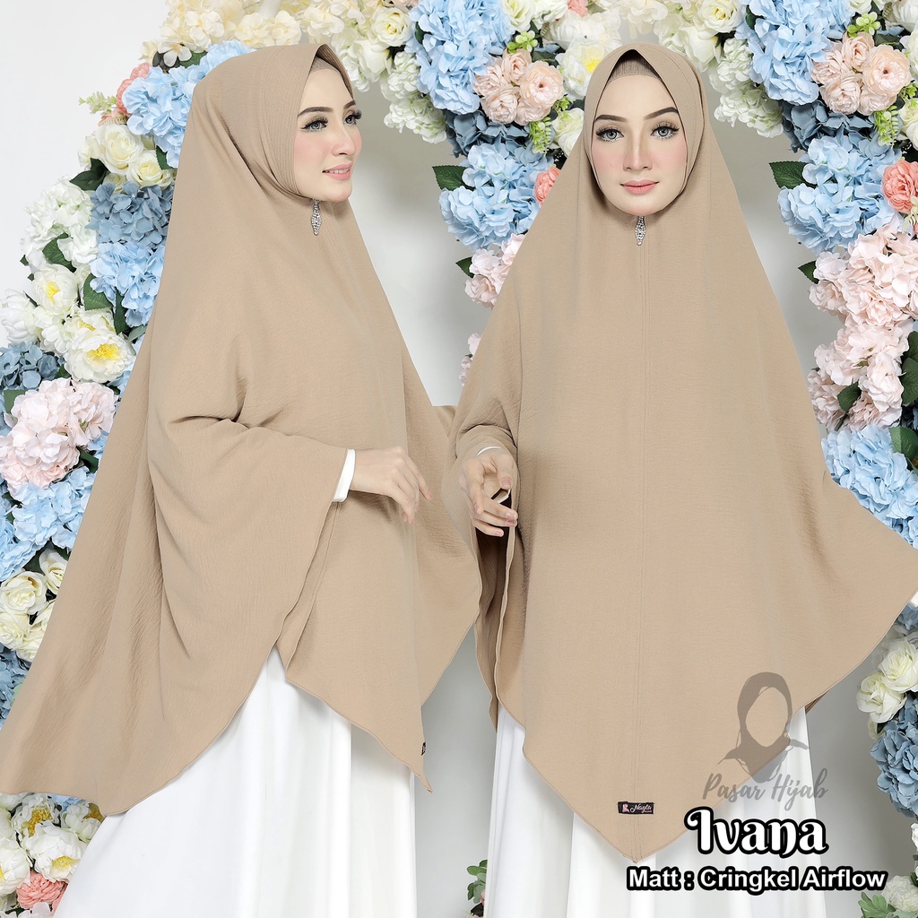 BERGO PET AIRFLOW IVANA HIJAB INSTAN CRINKLE AIRFLOW JUMBO PASAR HIJA'B