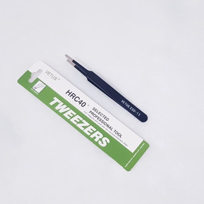 Pinset Vetus Tweezers Pinset Bengkok ESD 13 Hitam