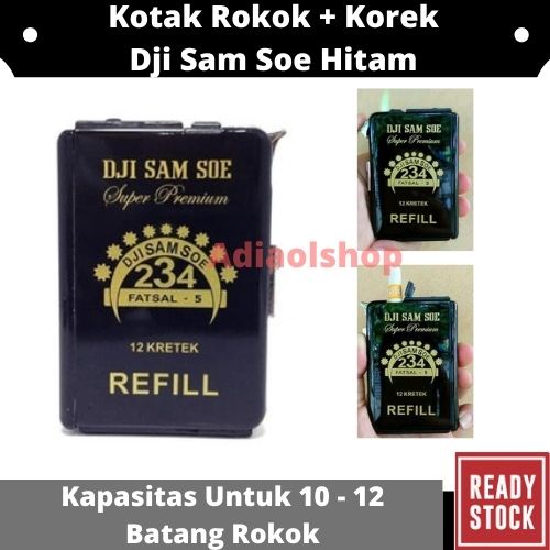 KOTAK ROKOK PLUS KOREK API BRAND ROKOK DJI SAMS SOE HITAM