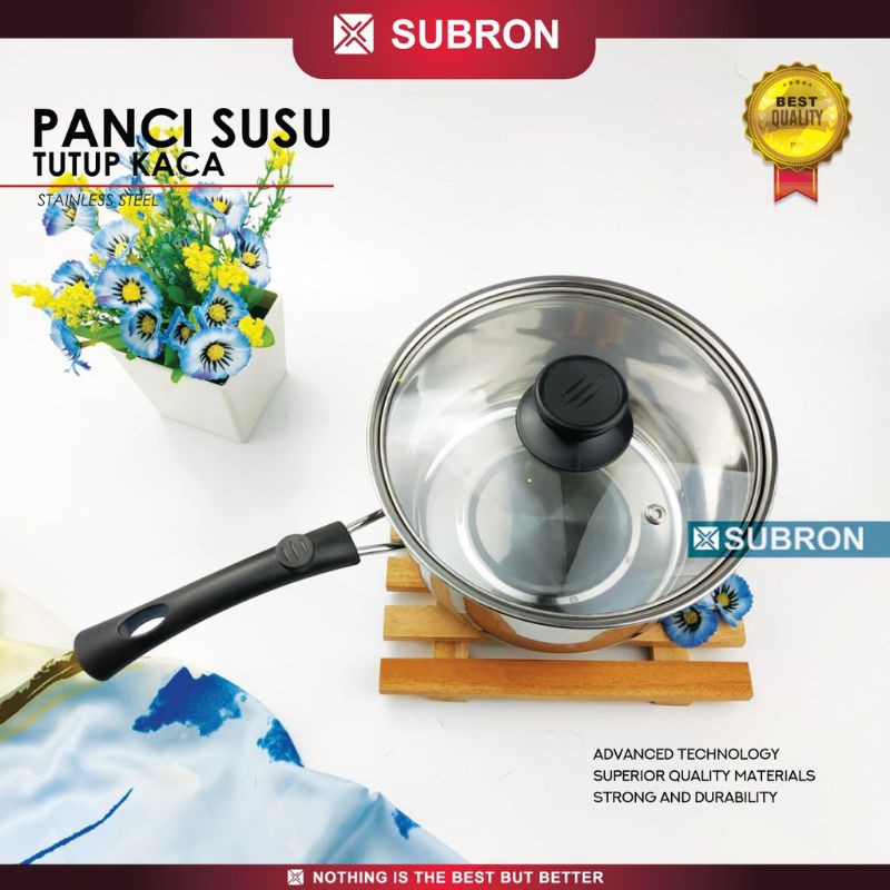 Panci mie Panci gagang stainless stenlis tutup kaca / Panci mi susu Subron