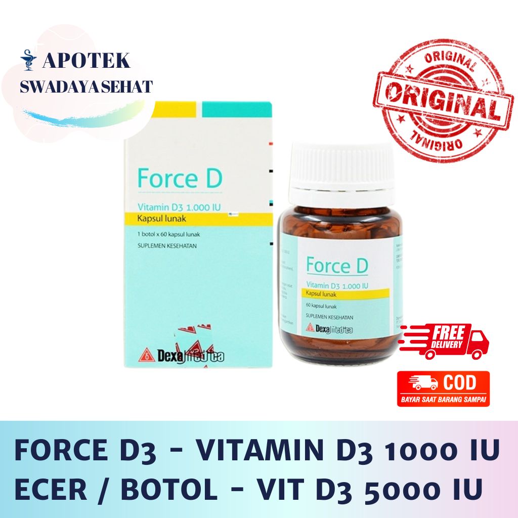 Force D - Vitamin D3 1000 IU 60 Kapsul Lunak - Suplemen Kesehatan Terbaru 5000