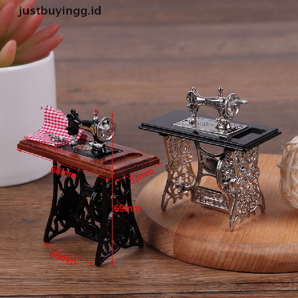 Justbuyingg.Id Mainan Miniatur Mesin Jahit Dengan Gunting Skala 1: 12 Untuk Dekorasi Rumah Boneka