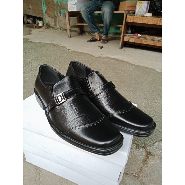 Sepatu Pantofel Pantopal Kulit Pria Murah Pendek Formal Kerja kantoran Dinas Warna Hitam