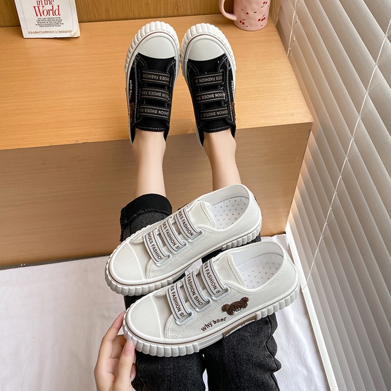 Sepatu Sneakers Kanvas Wanita Casual Import Sport Shoes Original Hitam Putih Onlinemall 225-4