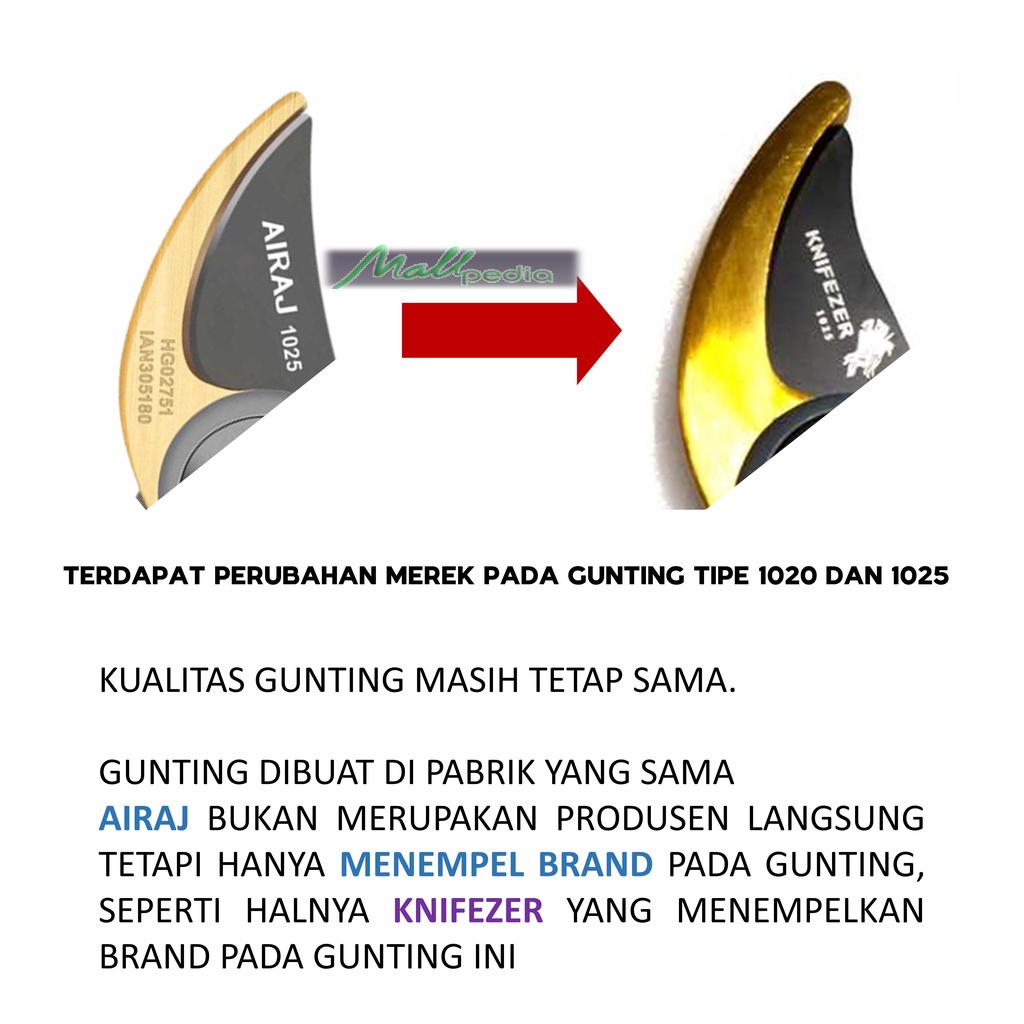 ORI 100% Knifezer gunting dahan bunga ranting stek alat potong dahan garden taman AIRAJ pruning shears 1020 1025 1026