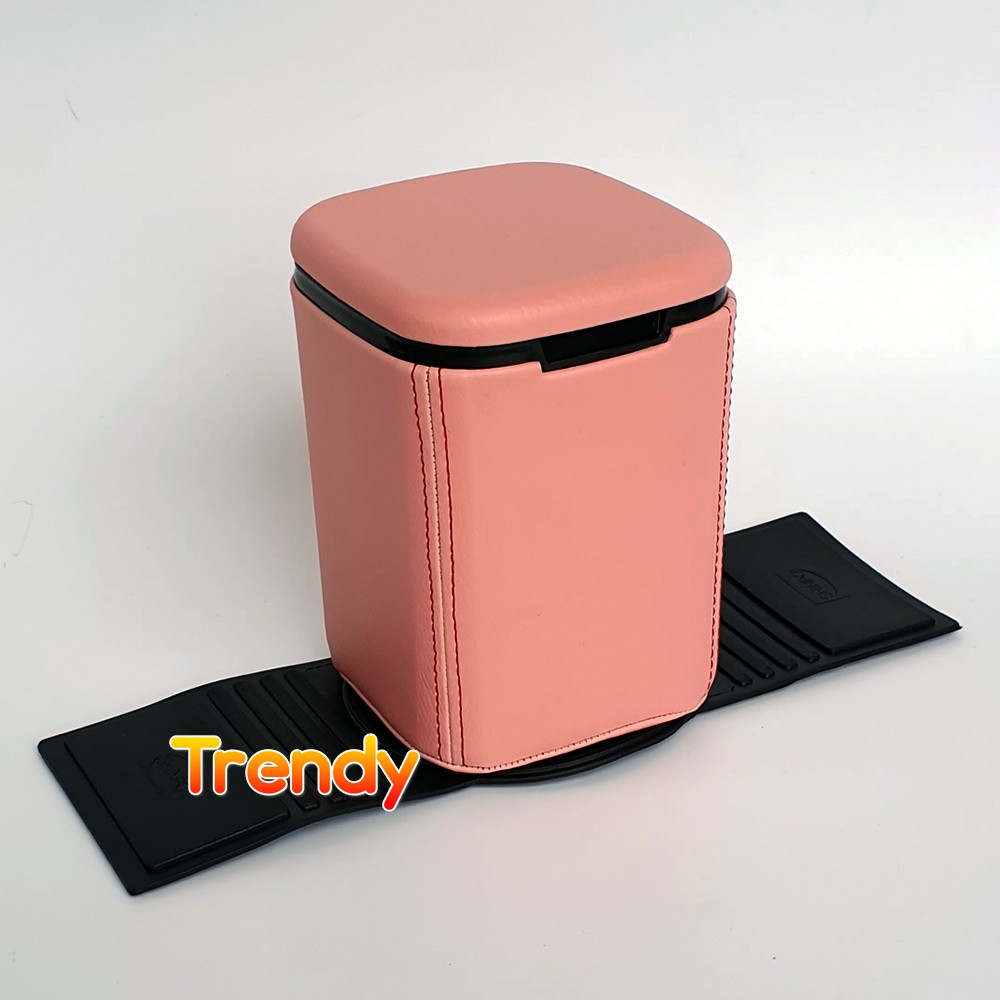 Tempat Sampah Mobil Kulit Trendy - Pink