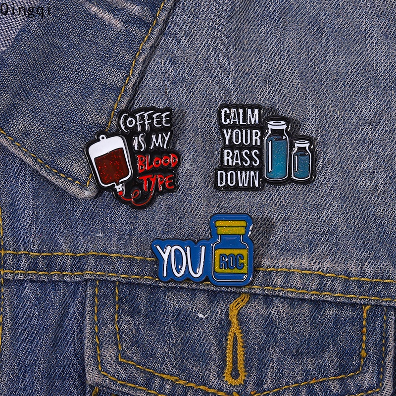 Bros Pin Enamel Desain Kartun Botol Kopi Tulisan Quotes Untuk Aksesoris