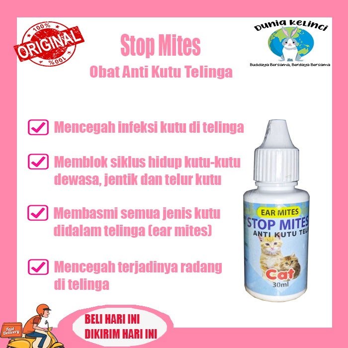 Obat Tetes Anti Kutu Telinga Stop Mites Kucing Ear mites