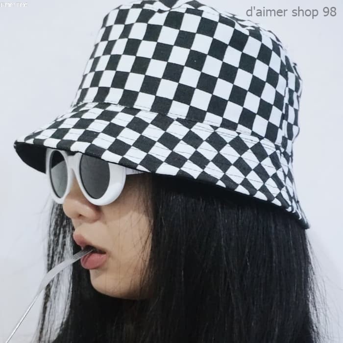 DAS Topi Bucket Pria dan wanita Motif Catur/Topi Bucket Import/Topi Bucket Keren Terbaru