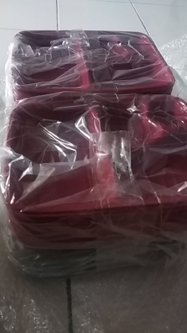 Mika Box Bento 4 Skat - Kotak Makan Tray - Merah - Isi 50 Pcs