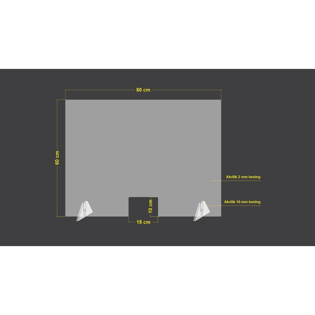 SEKAT/PARTISI/PEMBATAS AKRILIK ukuran 60 x 80 CM 2MM