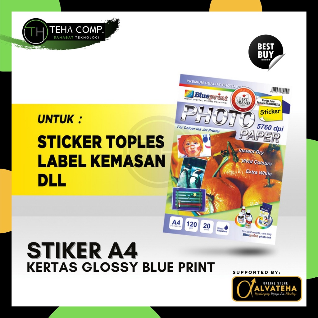 

Kertas Stiker BLUEPRINT A4 Isi 20 Kertas Stiker Glossy Sticker Photo