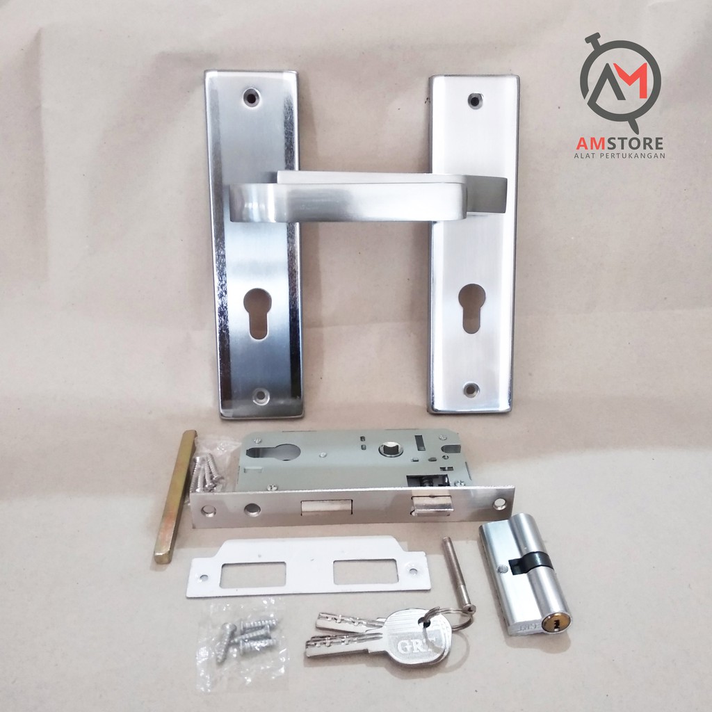 Kunci Pintu + Handle Pintu Rumah Sedang Full Set GRT