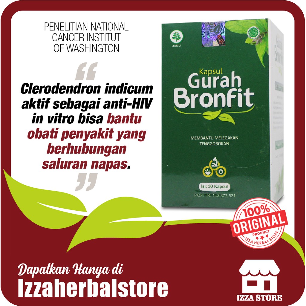 GURAH BRONFIT Kapsul Herbal Bronkitis Batuk Flu Migrain ORIGINAL Isi 50 Kapsul